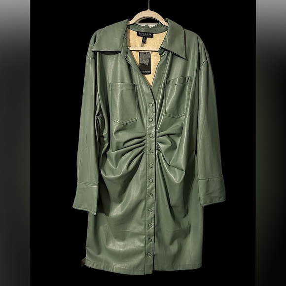 Sage Faux Leather Dress - Picture 1 of 3